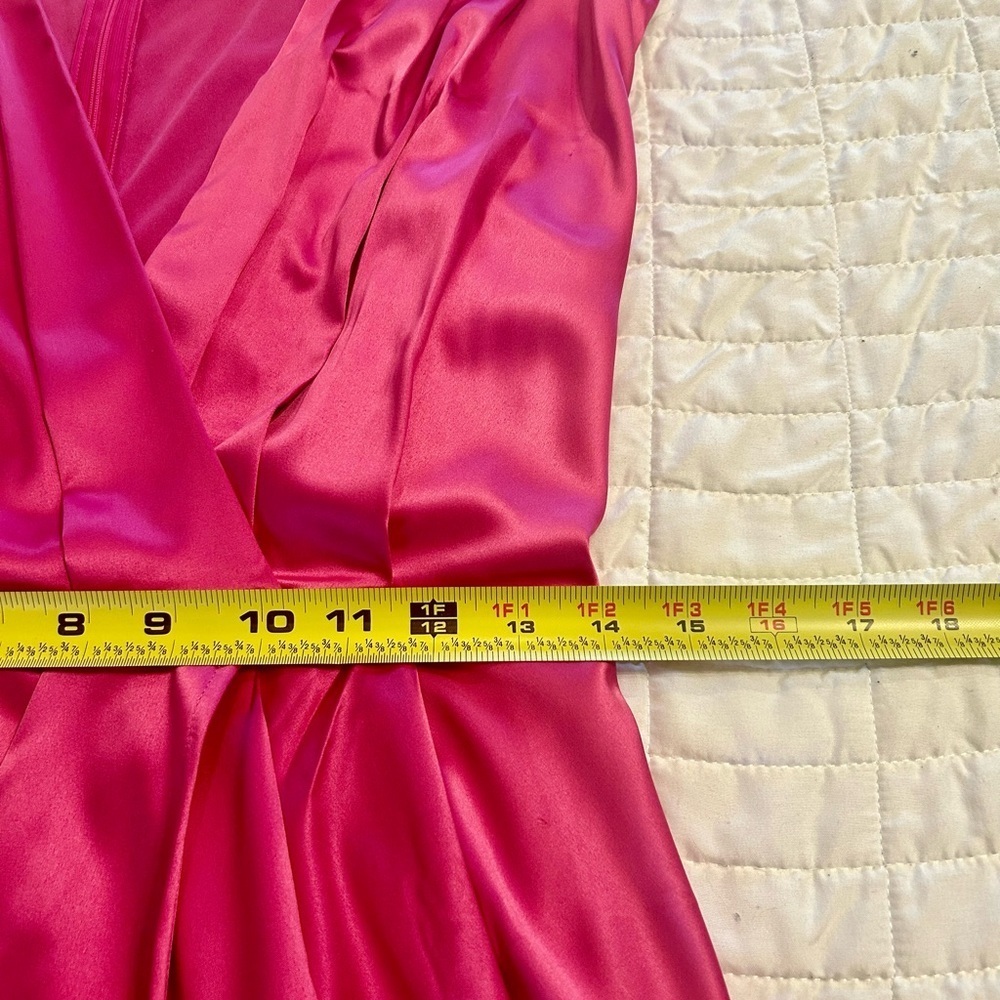 Vibrant Hot Pink Satin Wrap Mini Dress – NWT Size M ✨ - Picture 3 of 8